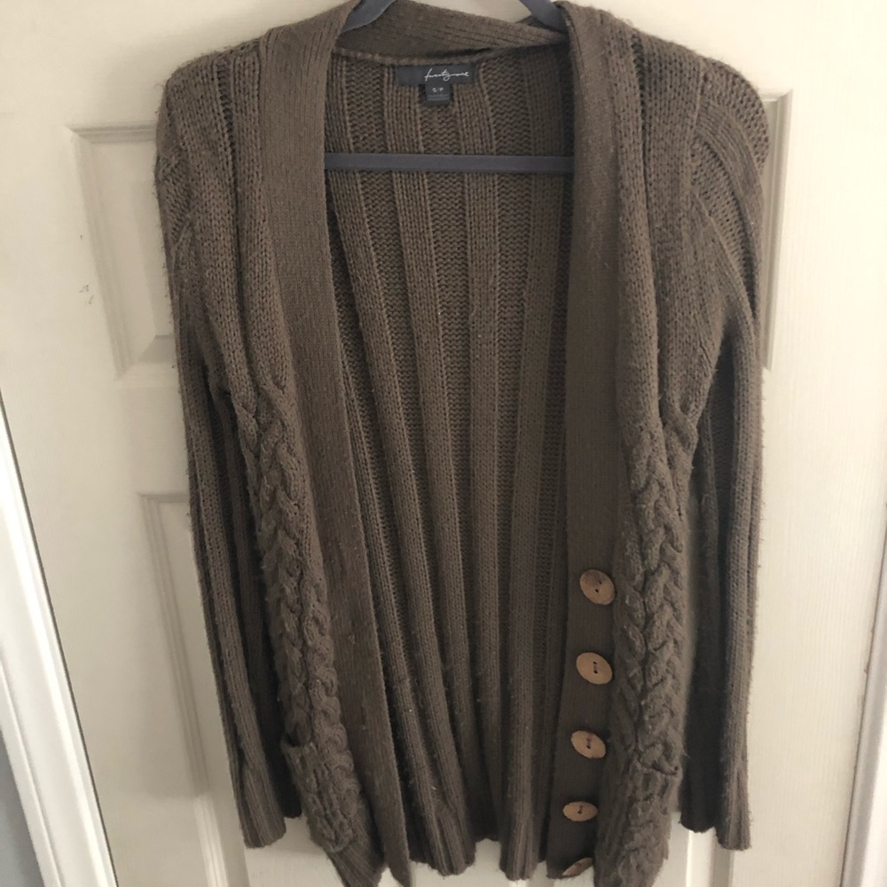 Brown Braided Cardigan